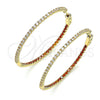 Argolla Huggie 02.156.0567.1.50 Oro Laminado, con Granate and Blanca Zirconia Cubica, Pulido, Tono Dorado