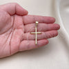 Dije Religioso 05.253.0133 Oro Laminado, Diseño de Cruz, Pulido, Tono Dorado