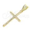 Dije Religioso 05.253.0133 Oro Laminado, Diseño de Cruz, Pulido, Tono Dorado