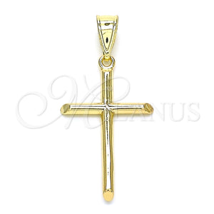 Dije Religioso 05.253.0133 Oro Laminado, Diseño de Cruz, Pulido, Tono Dorado