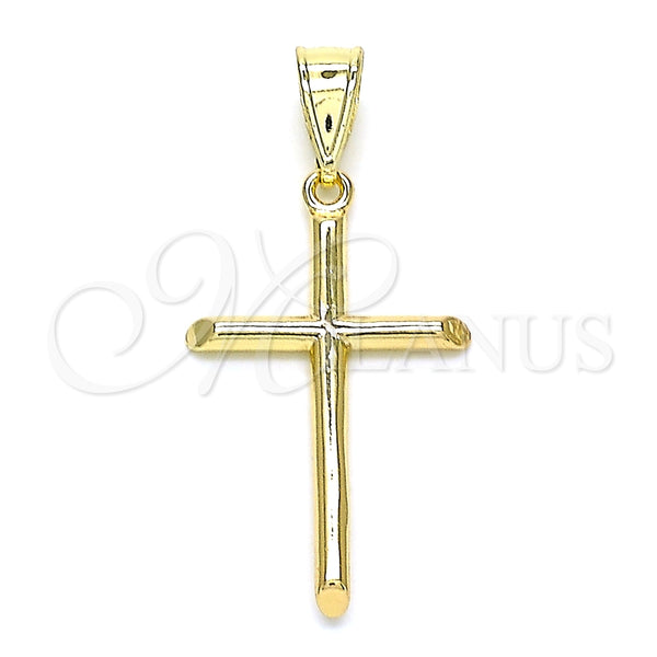 Dije Religioso 05.253.0133 Oro Laminado, Diseño de Cruz, Pulido, Tono Dorado
