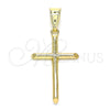 Dije Religioso 05.253.0133 Oro Laminado, Diseño de Cruz, Pulido, Tono Dorado