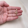 Dije Religioso 05.253.0139 Oro Laminado, Diseño de Cruz, Pulido, Tono Dorado