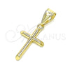 Dije Religioso 05.253.0139 Oro Laminado, Diseño de Cruz, Pulido, Tono Dorado