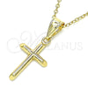 Dije Religioso 05.253.0139 Oro Laminado, Diseño de Cruz, Pulido, Tono Dorado