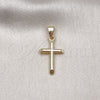 Dije Religioso 05.253.0139 Oro Laminado, Diseño de Cruz, Pulido, Tono Dorado