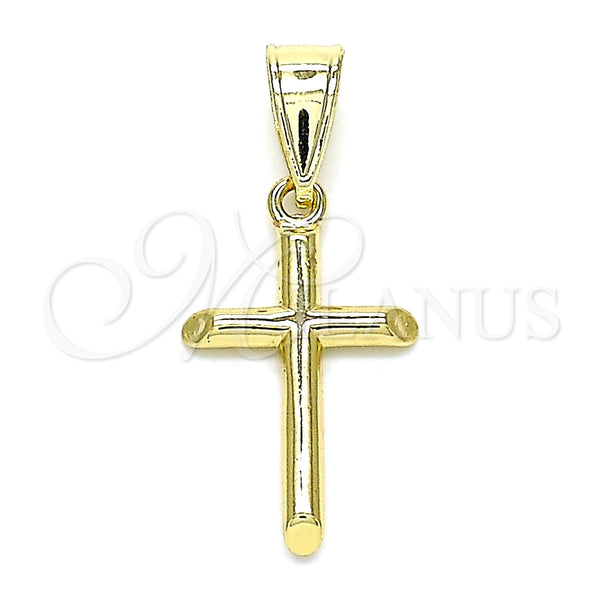 Dije Religioso 05.253.0139 Oro Laminado, Diseño de Cruz, Pulido, Tono Dorado