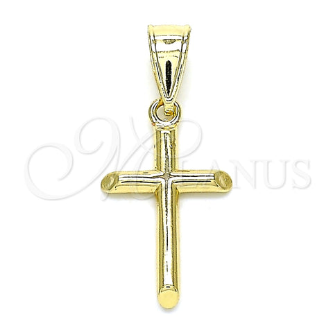 Dije Religioso 05.253.0139 Oro Laminado, Diseño de Cruz, Pulido, Tono Dorado