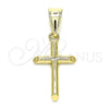 Dije Religioso 05.253.0139 Oro Laminado, Diseño de Cruz, Pulido, Tono Dorado