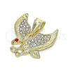 Dije Elegante 05.253.0143 Oro Laminado, Diseño de Águila, con Blanca and Granate Cristal, Pulido, Tono Dorado