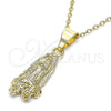 Dije Religioso 05.253.0144 Oro Laminado, Diseño de Guadalupe y Flor, Pulido, Tono Dorado