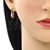 Argolla Pequeña 02.341.0056.1.12 Oro Laminado, Diseño de Candado y Corazón, con Granate Micro Pave, Pulido, Tono Dorado