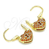 Argolla Pequeña 02.341.0056.1.12 Oro Laminado, Diseño de Candado y Corazón, con Granate Micro Pave, Pulido, Tono Dorado
