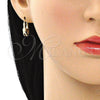Argolla Pequeña 02.341.0056.2.12 Oro Laminado, Diseño de Candado y Corazón, con Zafiro Azul Micro Pave, Pulido, Tono Dorado