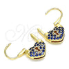 Argolla Pequeña 02.341.0056.2.12 Oro Laminado, Diseño de Candado y Corazón, con Zafiro Azul Micro Pave, Pulido, Tono Dorado