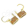 Argolla Pequeña 02.341.0057.2.12 Oro Laminado, Diseño de Candado, con Granate Micro Pave, Pulido, Tono Dorado