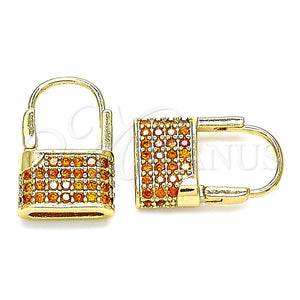 Argolla Pequeña 02.341.0057.2.12 Oro Laminado, Diseño de Candado, con Granate Micro Pave, Pulido, Tono Dorado