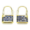 Argolla Pequeña 02.341.0057.3.12 Oro Laminado, Diseño de Candado, con Zafiro Azul Micro Pave, Pulido, Tono Dorado