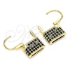 Argolla Pequeña 02.341.0057.4.12 Oro Laminado, Diseño de Candado, con Negro Micro Pave, Pulido, Tono Dorado