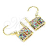 Argolla Pequeña 02.210.0528.1.12 Oro Laminado, Diseño de Candado, con Multicolor Micro Pave, Pulido, Tono Dorado