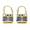 Argolla Pequeña 02.210.0528.2.12 Oro Laminado, Diseño de Candado, con Zafiro Azul Micro Pave, Pulido, Tono Dorado