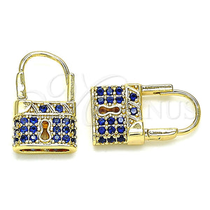 Argolla Pequeña 02.210.0528.2.12 Oro Laminado, Diseño de Candado, con Zafiro Azul Micro Pave, Pulido, Tono Dorado