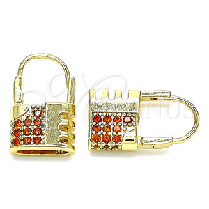 Argolla Pequeña 02.210.0529.12 Oro Laminado, Diseño de Candado, con Granate Micro Pave, Pulido, Tono Dorado