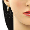 Argolla Pequeña 02.210.0529.3.12 Oro Laminado, Diseño de Candado, con Negro Micro Pave, Pulido, Tono Dorado