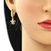 Argolla Huggie 02.210.0530.1.15 Oro Laminado, Diseño de Tortuga, con Multicolor Micro Pave, Pulido, Tono Dorado