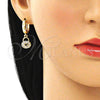 Argolla Huggie 02.210.0532.15 Oro Laminado, Diseño de Candado y Corazón, con Blanca Micro Pave, Pulido, Tono Dorado