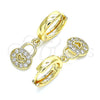 Argolla Huggie 02.210.0532.15 Oro Laminado, Diseño de Candado y Corazón, con Blanca Micro Pave, Pulido, Tono Dorado