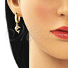 Argolla Huggie 02.210.0533.15 Oro Laminado, Diseño de Delfín, con Blanca and Negro Micro Pave, Pulido, Tono Dorado