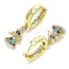 Argolla Huggie 02.210.0536.1.15 Oro Laminado, Diseño de Angel, con Multicolor Micro Pave, Pulido, Tono Dorado