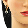 Argolla Huggie 02.210.0537.15 Oro Laminado, Diseño de Corazón y Corona, con Blanca Micro Pave, Pulido, Tono Dorado