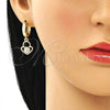 Argolla Huggie 02.210.0538.15 Oro Laminado, Diseño de Candado y Corazón, con Blanca Micro Pave, Pulido, Tono Dorado