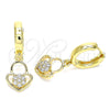 Argolla Huggie 02.210.0538.15 Oro Laminado, Diseño de Candado y Corazón, con Blanca Micro Pave, Pulido, Tono Dorado