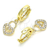 Argolla Huggie 02.210.0540.15 Oro Laminado, Diseño de Candado y Corazón, con Blanca Micro Pave, Pulido, Tono Dorado