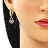 Argolla Huggie 02.210.0540.1.15 Oro Laminado, Diseño de Llave, con Multicolor Micro Pave, Pulido, Tono Dorado