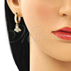 Argolla Huggie 02.210.0541.15 Oro Laminado, Diseño de Abeja, con Blanca Micro Pave and Blanca Zirconia Cubica, Pulido, Tono Dorado