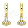 Argolla Huggie 02.210.0541.15 Oro Laminado, Diseño de Abeja, con Blanca Micro Pave and Blanca Zirconia Cubica, Pulido, Tono Dorado