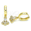 Argolla Huggie 02.210.0541.15 Oro Laminado, Diseño de Abeja, con Blanca Micro Pave and Blanca Zirconia Cubica, Pulido, Tono Dorado