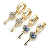 Argolla Huggie 02.210.0542.1.15 Oro Laminado, Diseño de Llave, con Multicolor Micro Pave, Pulido, Tono Dorado