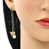 Arete Violador 02.210.0543 Oro Laminado, Diseño de Mariposa, con Blanca Micro Pave, Pulido, Tono Dorado