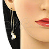Arete Violador 02.210.0545 Oro Laminado, Diseño de Llave, con Blanca Micro Pave, Pulido, Tono Dorado