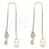 Arete Violador 02.210.0545 Oro Laminado, Diseño de Llave, con Blanca Micro Pave, Pulido, Tono Dorado