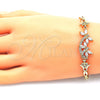 Pulsera Elegante 03.210.0119.3.07 Oro Laminado, Diseño de Libélula y Pescado, con Blanca Zirconia Cubica and Blanca Micro Pave, Pulido, Tono Dorado (05 MM Thickness, 7 Inches Length)