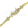 Pulsera Elegante 03.210.0119.3.07 Oro Laminado, Diseño de Libélula y Pescado, con Blanca Zirconia Cubica and Blanca Micro Pave, Pulido, Tono Dorado (05 MM Thickness, 7 Inches Length)