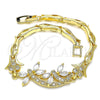 Pulsera Elegante 03.210.0119.3.07 Oro Laminado, Diseño de Libélula y Pescado, con Blanca Zirconia Cubica and Blanca Micro Pave, Pulido, Tono Dorado (05 MM Thickness, 7 Inches Length)