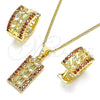 Juego de Arete y Dije de Adulto 10.210.0113.5 Oro Laminado, Diseño de Elefante, con Granate Micro Pave, Pulido, Tono Dorado