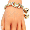 Collar, Pulsera y Dije 06.372.0044 Oro Laminado, Diseño de Besos y Abrazos y Corazón, con Blanca Cristal, Pulido, Tono Dorado